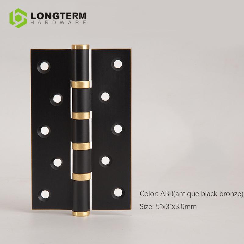 5 Inch Solid Brass Ball Bearing Door Hinges, Silent Wooden Hinge, Gold/Antique Brass/Bronze/Black Finish