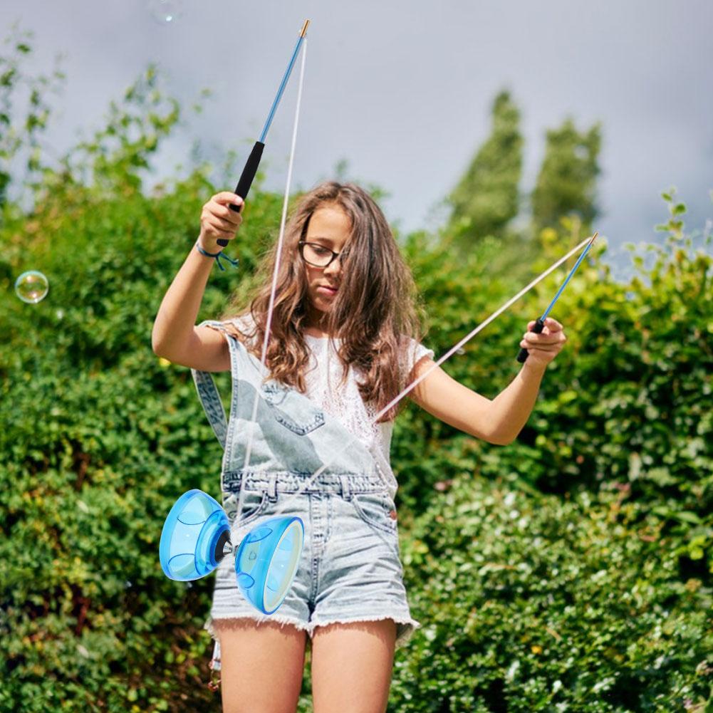 Китайское йо-йо Диаболо Набор с 2 палочками для диаболо Веревкой и сетчатым мешком Диаболо с тройным подшипником Жонглирование диаболо для взрослых детей