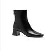 French temperament thick high heel elastic thin boots women's autumn and winter new simple square head short boots commuter women's boots