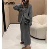 Autumn and Winter Women's Sweater Jacket Knitted Fashion Half-body Skirt Suit