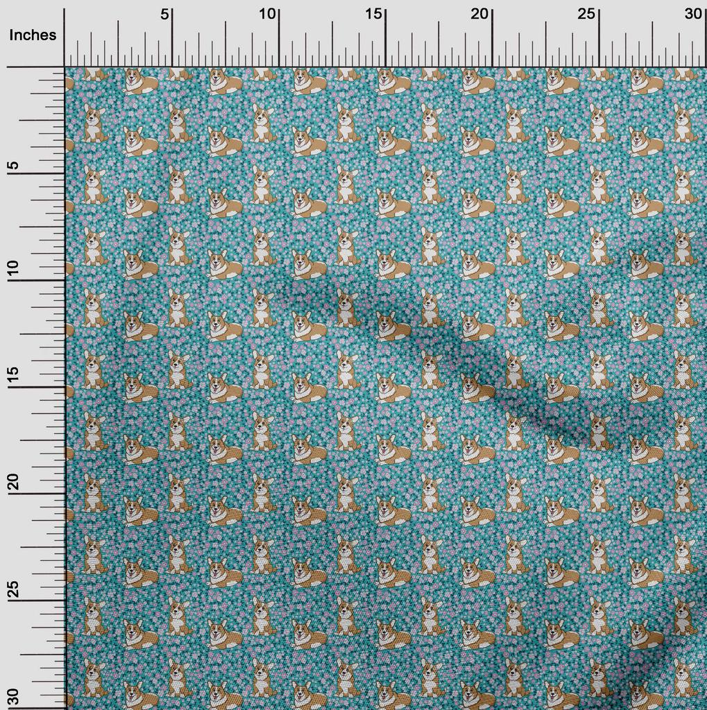 oneOone Ткань Cotton Flex Brown с цветочным принтом и щенками, проекты для шитья и рукоделия, принты на ткани по ярдам 40 дюймов