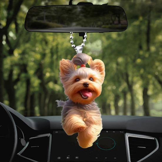 Подвесное украшение, креативный 2D акриловый плоский мультяшный кулон в виде собаки с ремешком, легко подвешиваемый брелок, автомобильный аксессуар