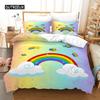 Trendy Pastel Colors Rainbow Bedding Set Baby Kids Duvet Cover 150x210 135x200 With Pillowcases And Zipper