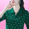 Long-sleeved T-shirt for Women In Spring Autumn New Fashionable Top Middle-aged Mother's Lapel Slim Printed Polo Shirt