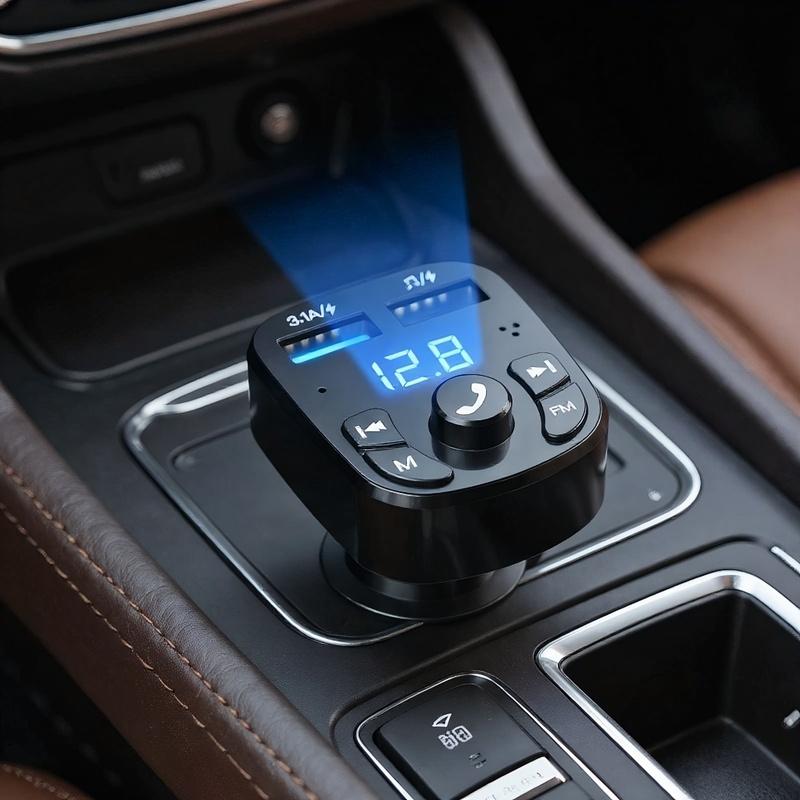 Car Bluetooth 5.0 FM Transmitter, Dual USB Fast Charger MP3 Player Wireless FM Receiver Car Kit Support USB Flash Drive