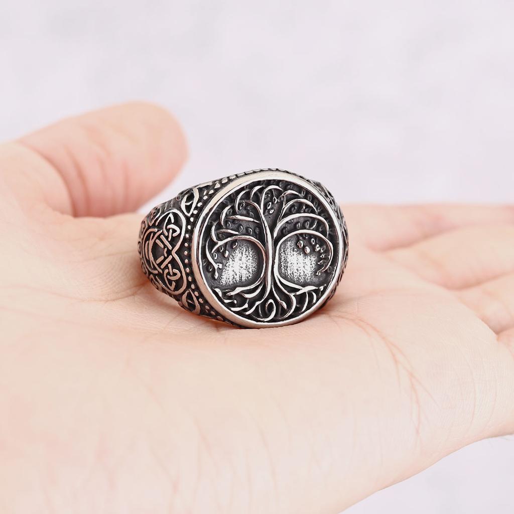 Винтажное Древо Жизни Новое Персонализированное Vikingское Кольцо Нержавеющая Сталь Мужская Мода и Креативные Девичьи Вечеринки Ювелирные Изделия Подарки