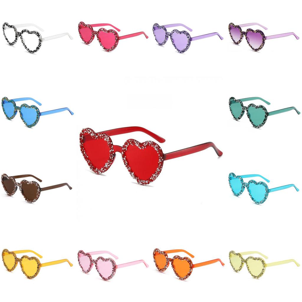 Новые прозрачные гелевые солнцезащитные очки унисекс в форме сердца с ручной инкрустацией стразами для летних вечеринок