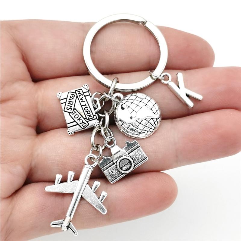 26 Букв Самолет Брелок Подвеска Самолет Брелок Земля Камера Шарм Брелок Лучшие Друзья Путешествия Ювелирные Изделия Подарки
