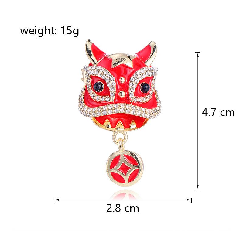 Fashion Animals Chinese Lion Dance Brooches Low MOQ Trendy Vintage Retro Pins Jewelry for Women in Stock Accessories
