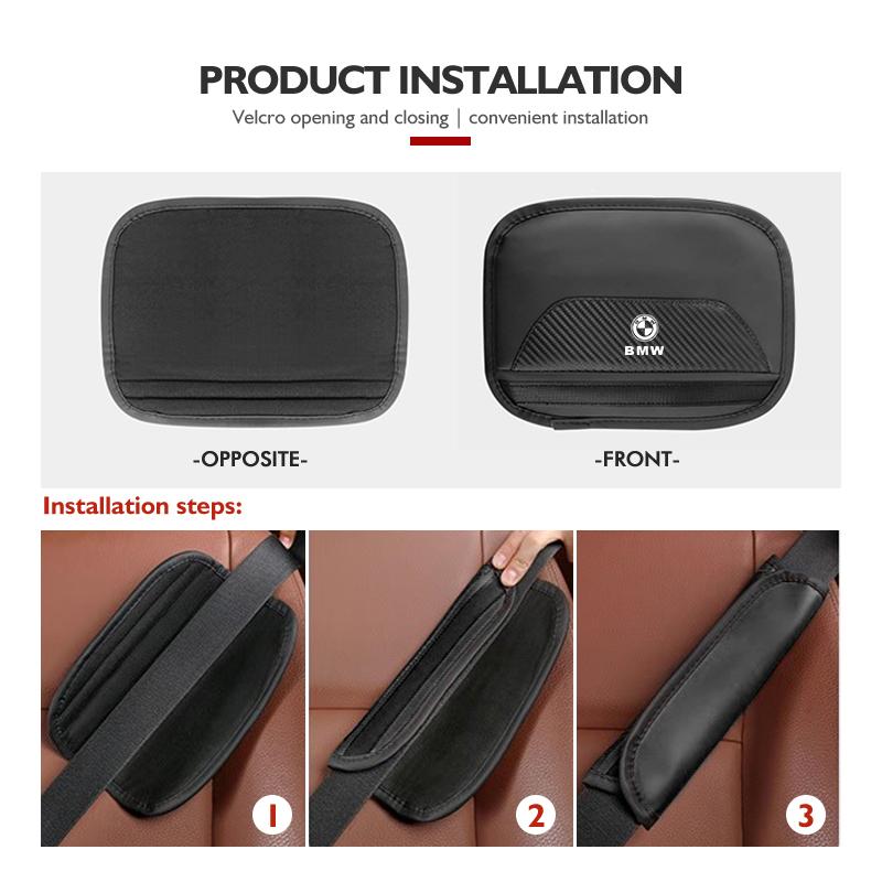 OOYR4 Universal Car Seat Belt Leather Shoulder Strap Protector Pad For BMW M Sport M2 M3 M4 M5 M6 E46 E90 E60 F10 F20 E87 X3 X6