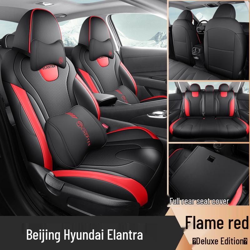 Универсальная кожаная подушка на сиденье автомобиля для Beijing Elantra - Подходит для пятиместного автомобиля, всесезонное использование