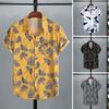 Men Summer Beach Shirt Floral Print Lapel Loose Soft Single-breasted Chest Pocket Short Sleeves Mid Length Hawaiian Vacation Top