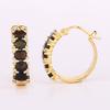 Серьги с черным эфиопским опалом и белым топазом, серебро 925 пробы, золотое покрытие
