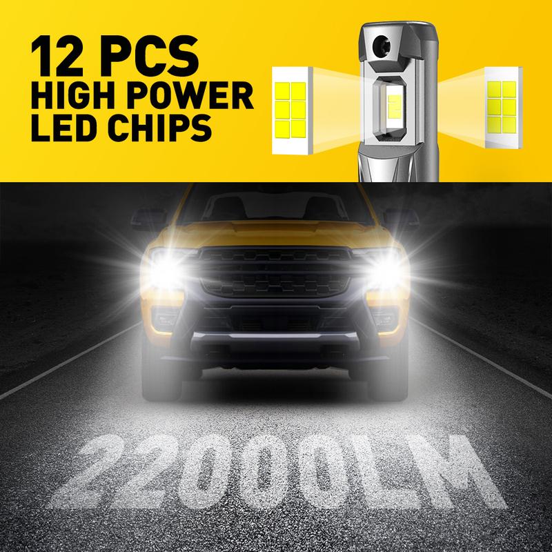 AUXITO 2 шт. 22000 лм Турбо H8 H9 H11 Светодиодная фара 120 В Super Bright 6500K Canbus H7 9005 HB3 9012 HIR2 Светодиодная лампа для фары 12 В