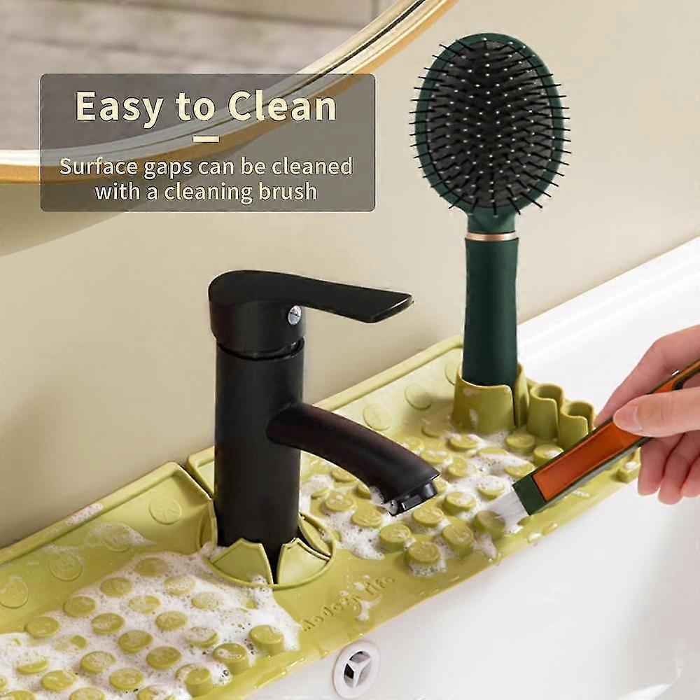 Kitchen Sink Splash Guard With Toothbrush Holders, Silicone Sink Draining Mat Behind Faucet, For Kitchen Bathroom Sink Protectors Accessories 2pcs