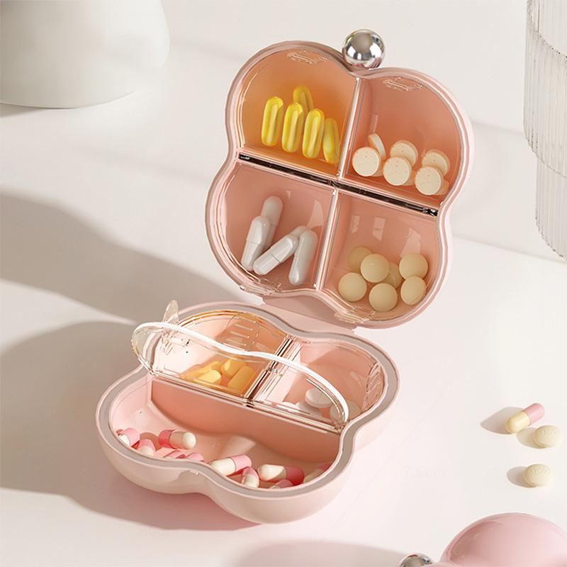 Flower-Shaped 7-Day Portable Pill Organizer Compact Medication Divider Daily Use with Individual Compartments