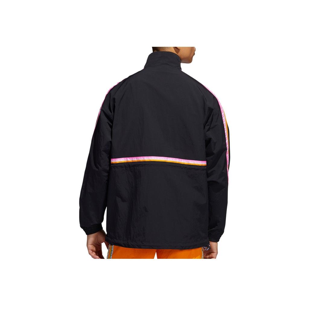 Adidas Originals Casual Sports Stand Collar Pullover Long Sleeve Jacket Men Jacket Black GN3896