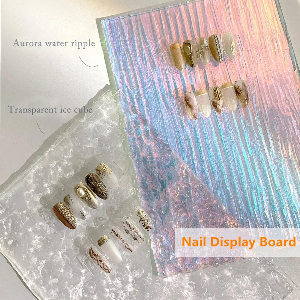 Acrylic Aurora Transparent Display Board Nail Practice Tools Background card Nail Showing Stand