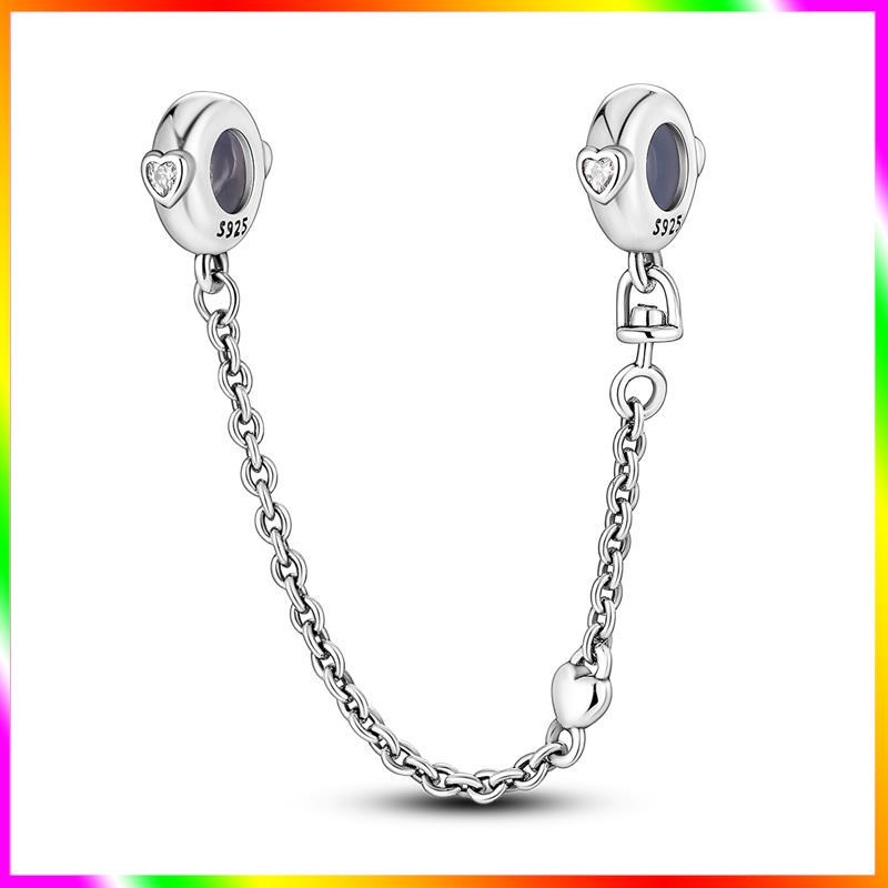 Новинка Шарм-бусина с цепочкой безопасности Звезда Луна Демонический глаз Подходит для оригинального браслета-шарма из стерлингового серебра 925 пробы Женские изысканные украшения