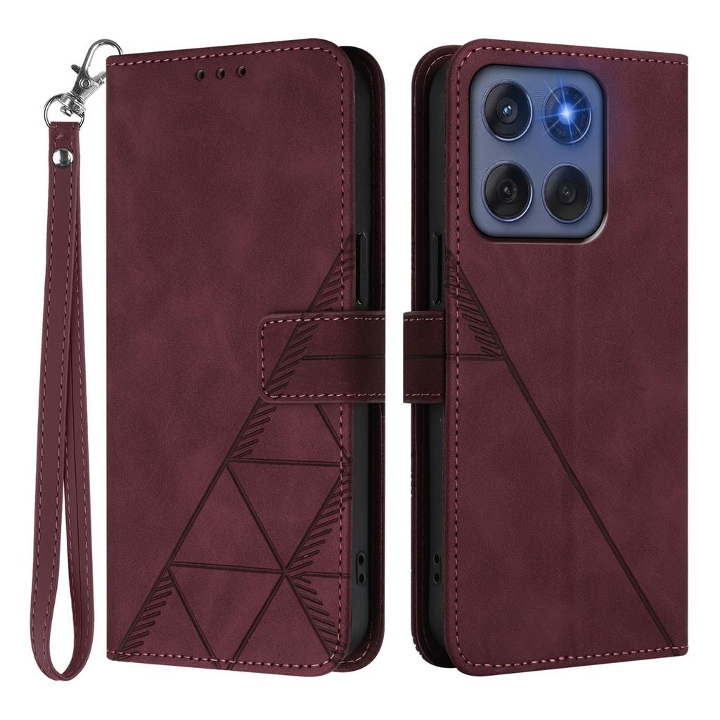 Для Моторола Край (2025) 5G/Motorola Edge 60 Fusion 5G Кожаный чехол с ремешком для руки, кошелек, подставка, чехол для телефона