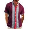 2025 Summer New Men's Waffle Casual Lapel Spliced Button Short-sleeved Shirt Fashionable Versatile Top