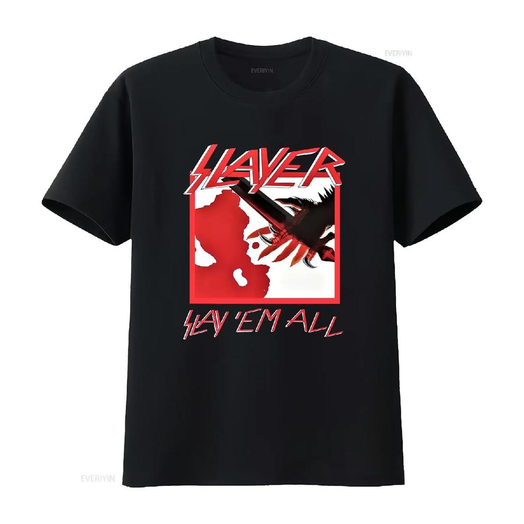 New Slayer Band All T Shirt Black vintage Washed Unisex designer clothes Top For Everyday Wear Slightly Stretched Soft