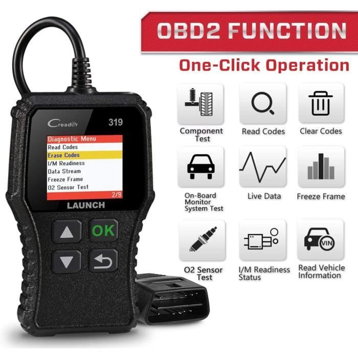385>LAUNCH CR319 Scanner Auto Diagnostic OBD2 - EOBD-Can pour Lire et Effacer Les Codes d’Erreur du Moteur, Testeu