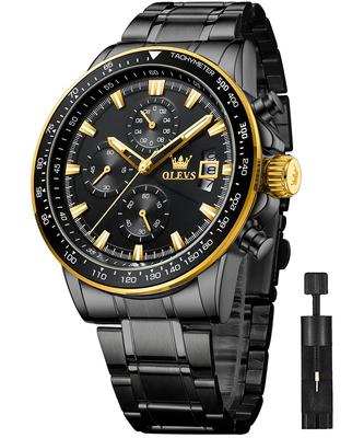 Стильные кварцевые часы с люминесцентной индикацией даты из нержавеющей стали, модные аналоговые часы для студентов и офиса, черные мужские часы, многофункциональный корпус,