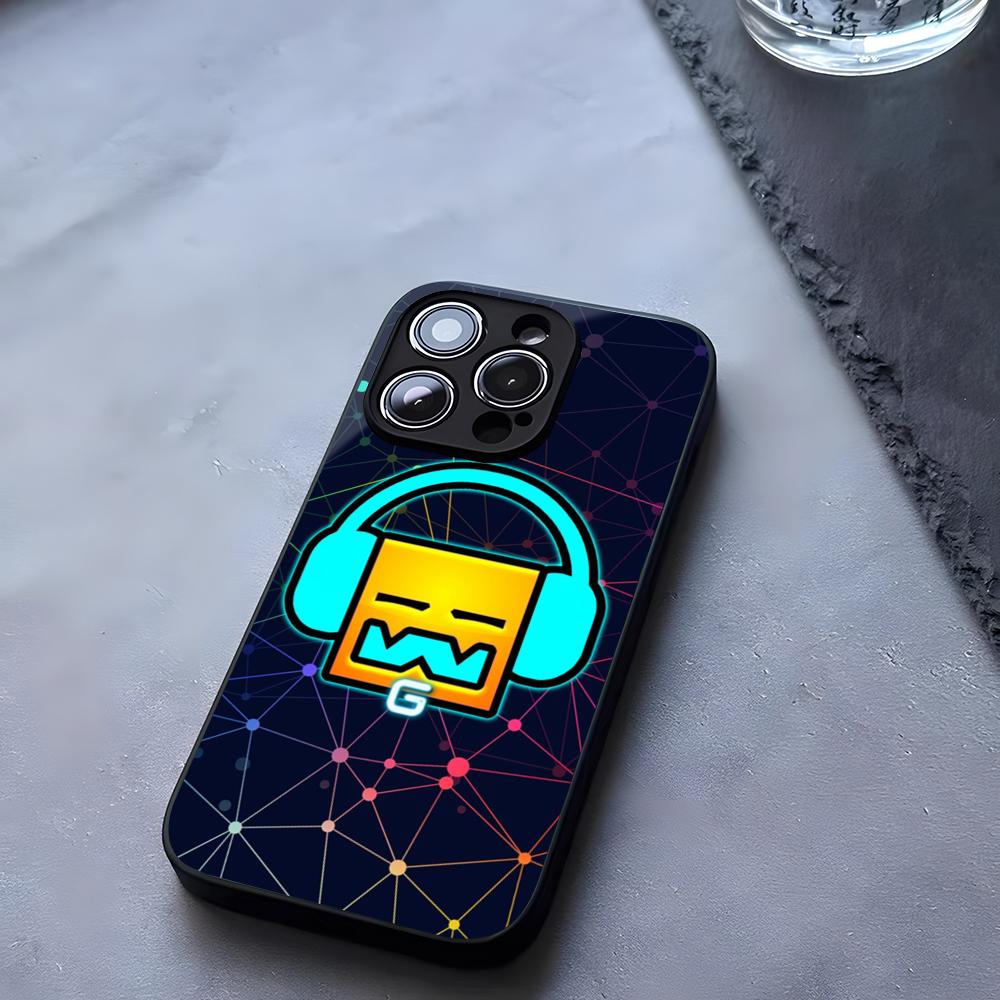 Чехол для телефона Geometry Dash Закаленное стекло Для IPhone 17 13 14 16 12 15 11 Pro Max Plus Mini X XR SE2020 Coque
