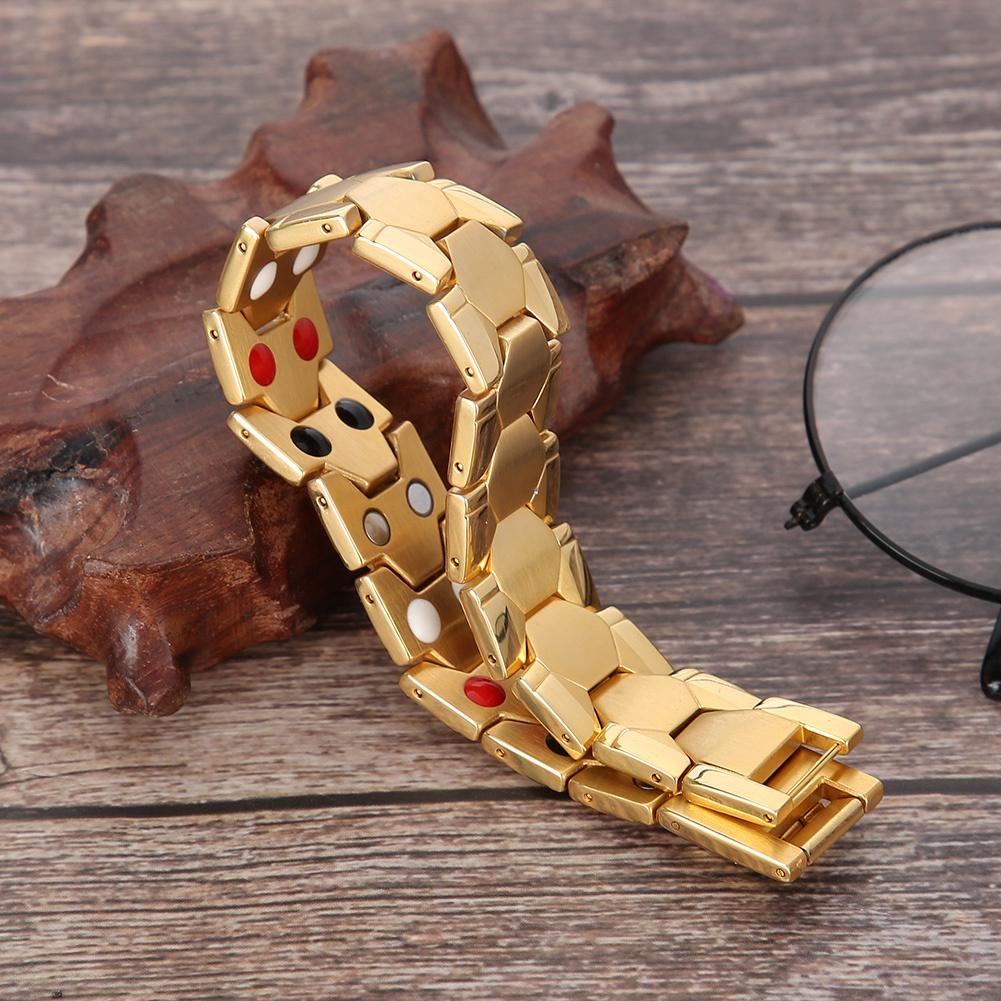 Модные ювелирные изделия Магнитный титановый биоэнергетический браслет для мужчин Браслет для здоровья (Золото)