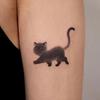 Waterproof, Durable Black & White Kitten Flower Tattoo Stickers - Cool, Dark Cat Arm Tattoos