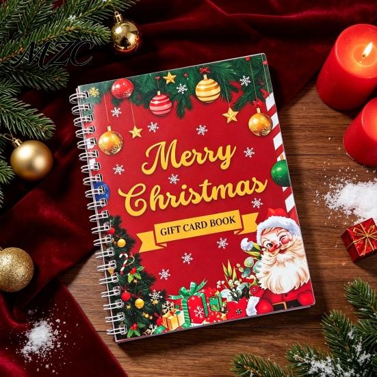 Handmade Gift Presenting Album Christmas Card Book, 7" x 5" Spiral Bound Merry Personalized Present Scrapbook Booklet, Greeting Album, for Xmas Party