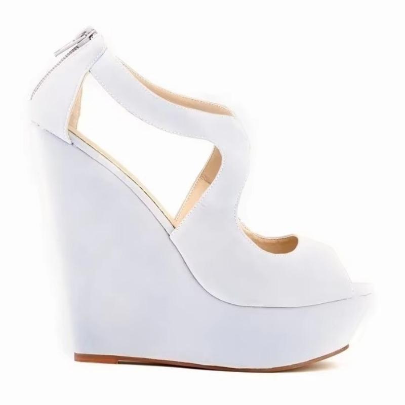 Новые женские босоножки, элегантные женские босоножки на платформе с ремешком на щиколотке, сексуальные босоножки с открытым носком, бархатные туфли на высоком каблуке, свадебные туфли на танкетке, большие размеры