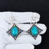 Серьги из натурального бирюзового камня, антикварные серьги из стерлингового серебра 925 пробы, серьги-подвески из серебра в стиле бохо, подарки на день рождения, подарки для нее