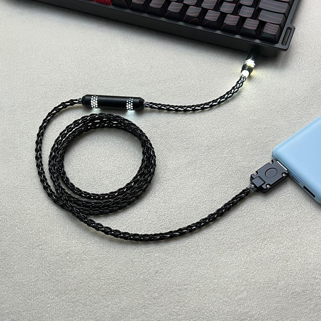 Luminous Hollow Aviator Cable, 8K Type-C Single Crystal Copper Mechanical Keyboard Data & Charging Wire