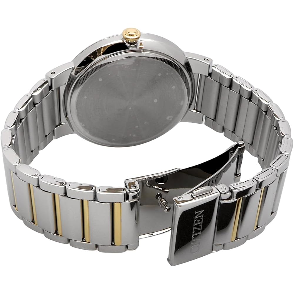 Citizen Quartz Men's Watch BI5124-50L Blue Silver Gold Stainless Steel 100m Water Resistant