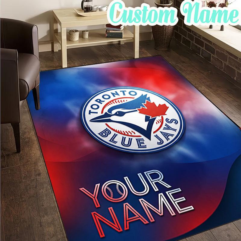 Custom Name Blue Jays Logo Rug, Office Rug, Chair Rug, Carpet for Living Rooms, Doormat Game Rug Home Decor Christmas Gifts
