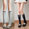 Slimming Design Bow Ruffled Calf Socks Ruffled Trim Stackable Dress Socks  For Women
