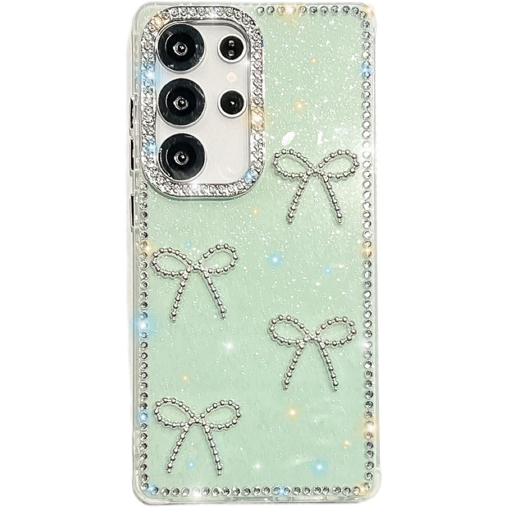 For Samsung Galaxy S25 Ultra Case Rhinestone Edge Butterfly Bow Decor TPU + PC IMD Phone Cover