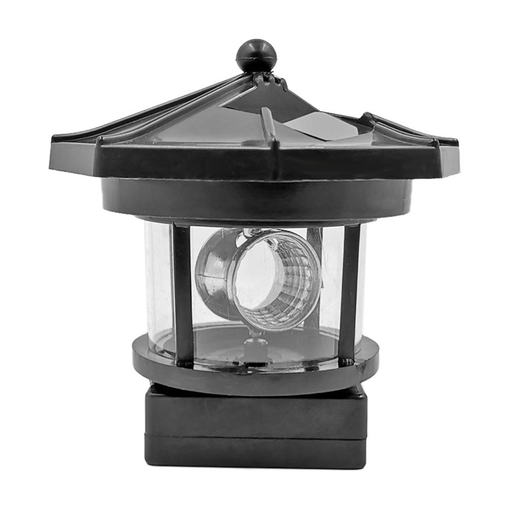 Lighthouse Shape Solar LED Light Garden Fence Outdoor Beacon Rotating Beam Lamp