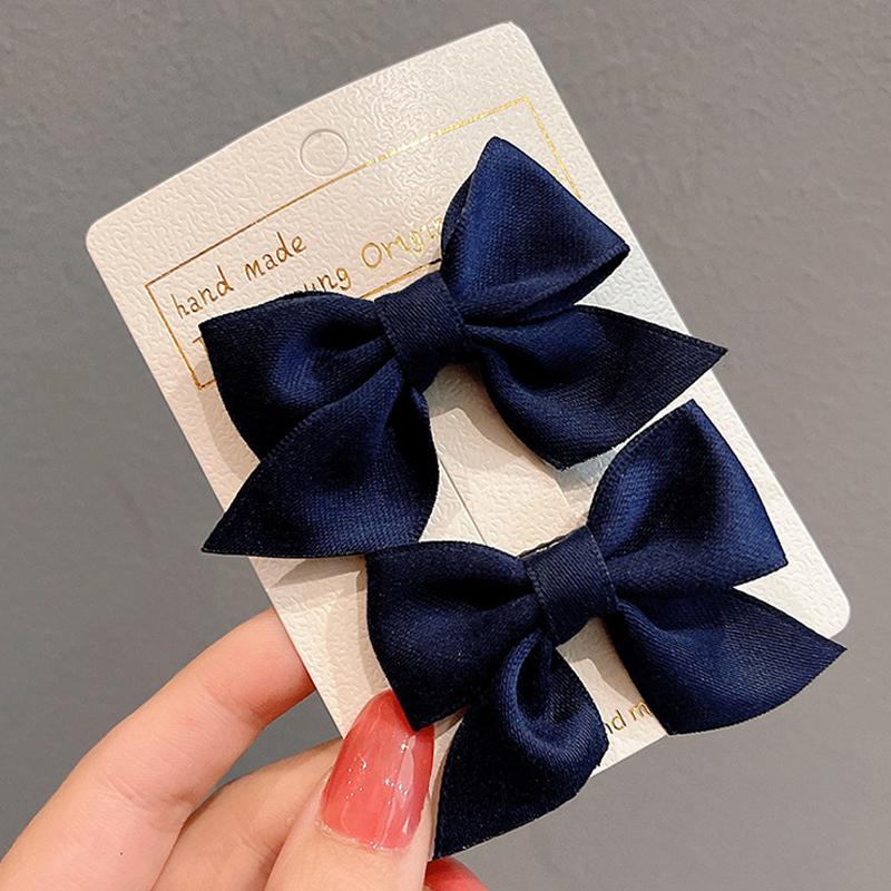 2Pcs/Pair Small 4cm Duckbill Hair Clips Satin Butterfly Bow Hair Bangs Hairgripes Women Girl Fashionable Hair Accessories