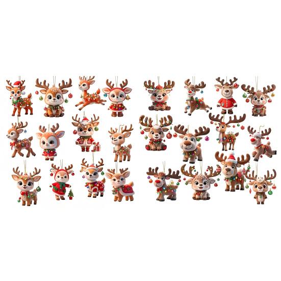 Деревянное рождественское украшение «Олень Юшэн» Милый мультяшный олень Украшение на елку Ручная работа Праздничный подвесной декор для Рождества Домашняя вечеринка