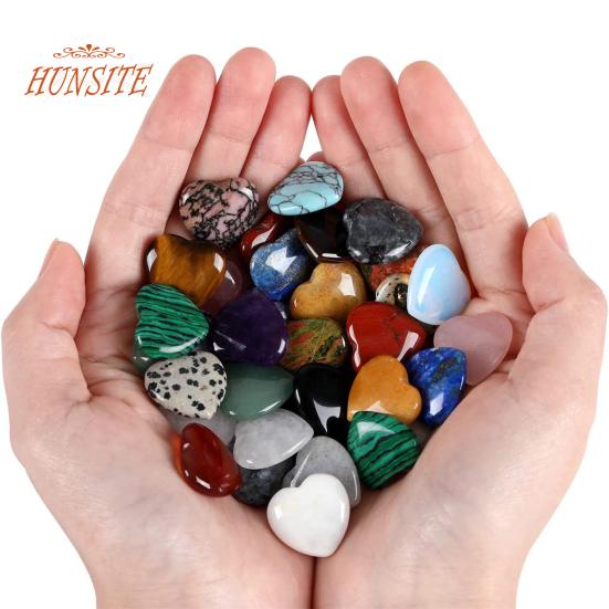 Набор из 20 драгоценных камней в форме сердца, натуральные камни для романтической любви, набор лечебных камней