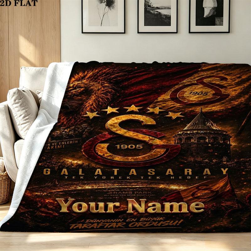 1PC Galatasaray S Custom Name Patterned Flannel Blanket Suitable For All Seasons for Home Decor Warmth and Comfort Gifts Holiday Present