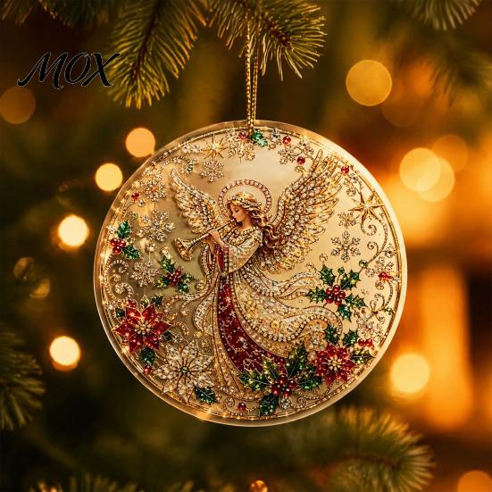Acrylic Santa Decorations Christmas Hanging Ornament, 2D Flat Double Side Printed Festive Wall Snowman Pendant for Tree Window, Holiday Decor Office