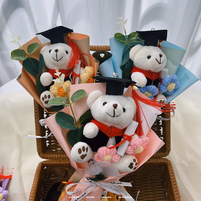 Мини букет из цветов Dr Bear Искусственные цветы Подарок на День матери Цветы Ручное вязание Цветок для украшения на выпускной, день рождения