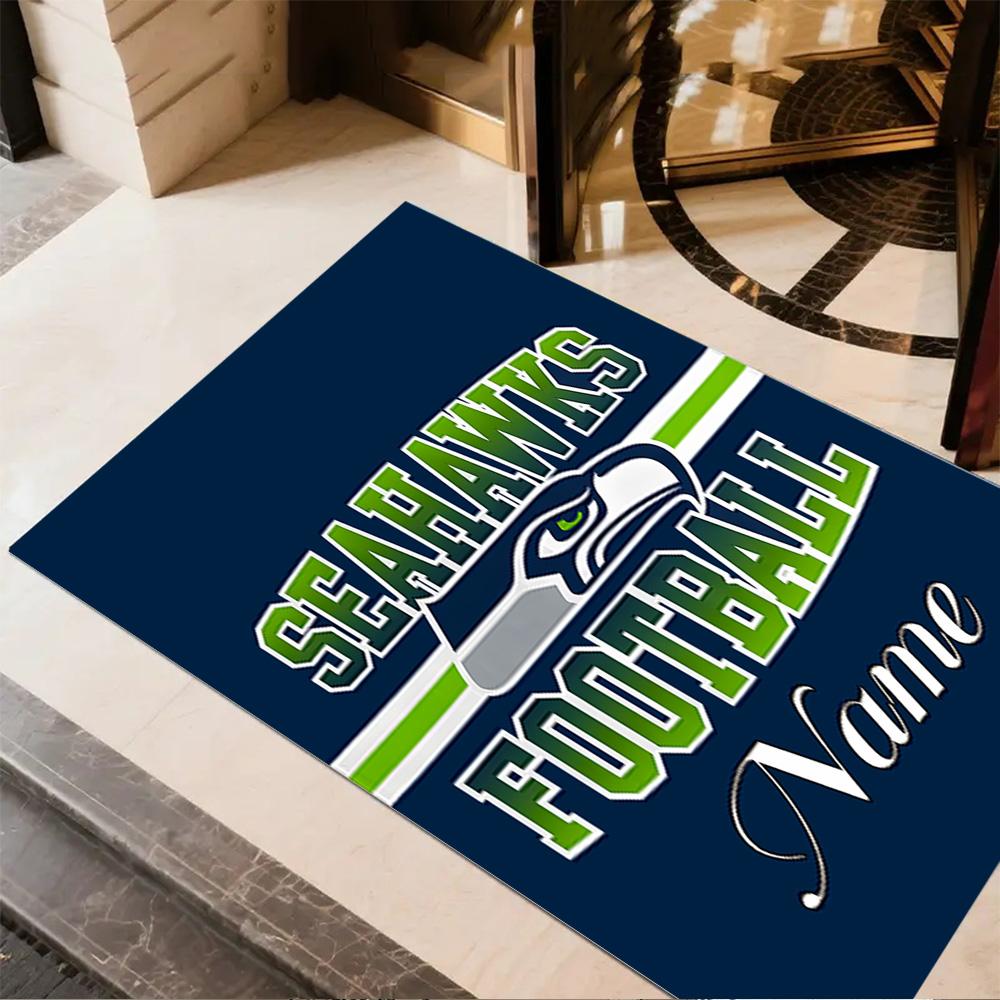Seahawks Football Team Spirit Customize Text Floor Rug Office Rug Suitable for Hallway Balcony Dining Room Outdoor Anti-slip Rug Decorate Offices