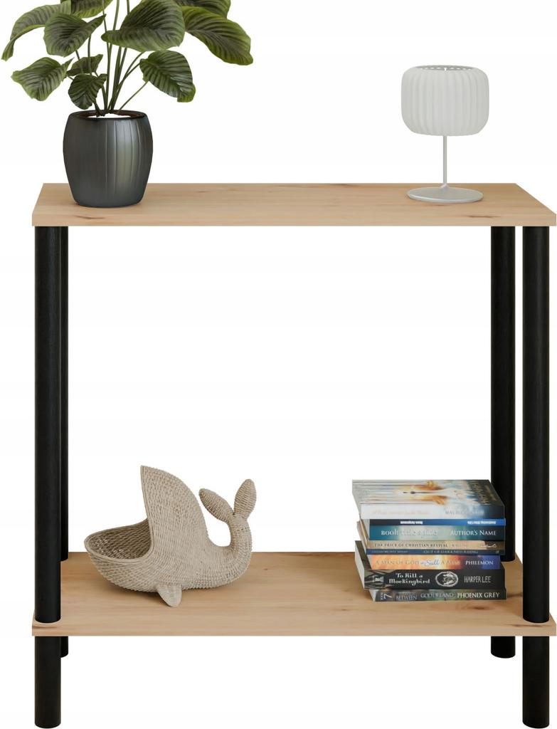 Konsola Loft Z Półką 80X30X80 Cm Metalowa Czarna Do Przedpokoju