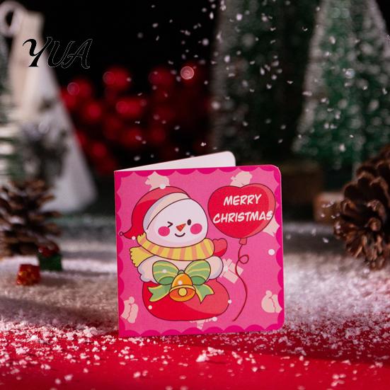 Blank Note Cards 10Pcs Merry Christmas Greeting Set, Folding Cartoon Foldable Gift Cards, Festive Blessing for Holiday Party Favors