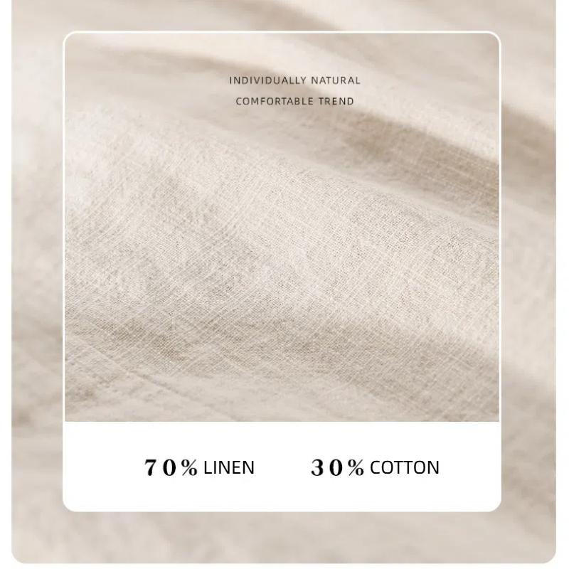 Весенние и осенние рубашки с длинным рукавом для мужчин в китайском стиле из хлопка и льна, повседневная мужская одежда с несколькими карманами, однотонная рубашка с воротником-лацкан